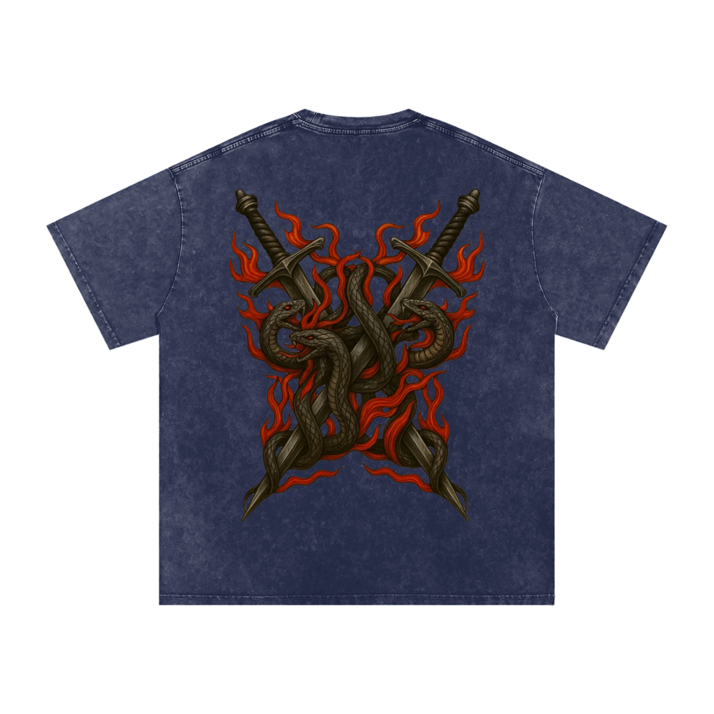 Mythical Flame, Snow Washed Oversized Cotton T-Shirt