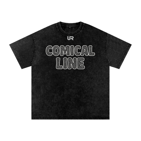 Comical Line #02 Snow Washed Oversized Cotton T-Shirt