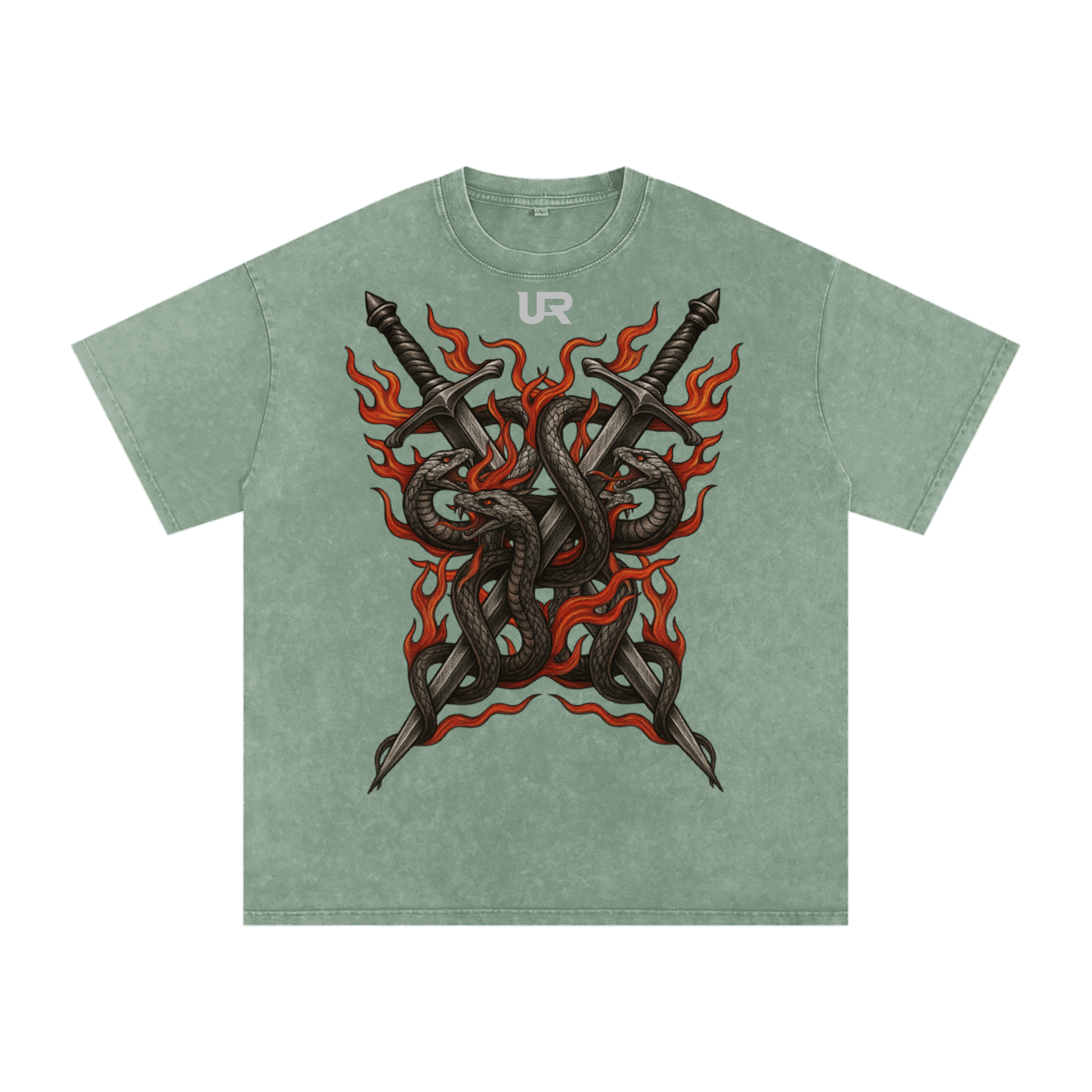 ANCIENT FLAME, Snow Washed Oversized Cotton T-Shirt