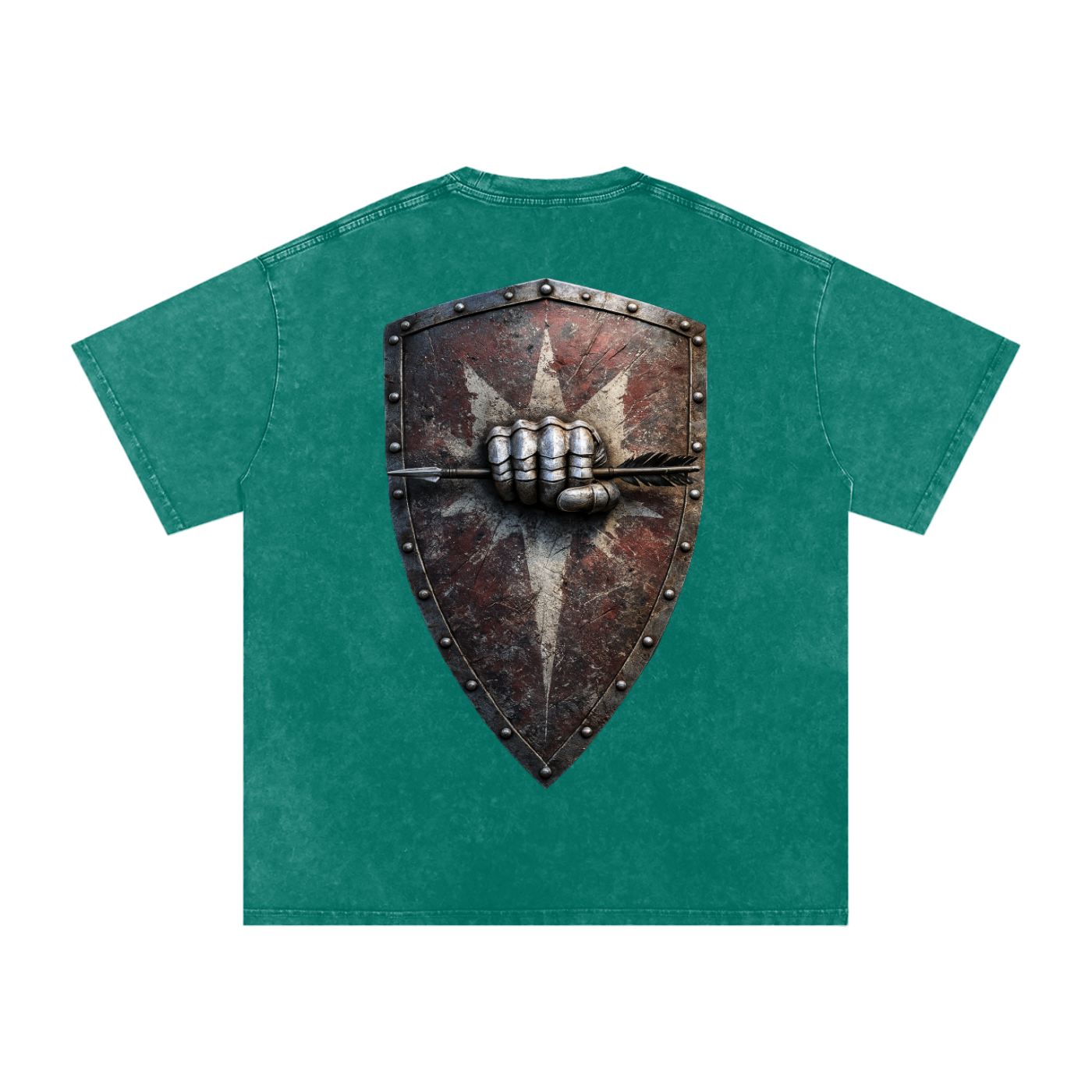 Mythical Sheild, Snow Washed Oversized Cotton T-Shirt