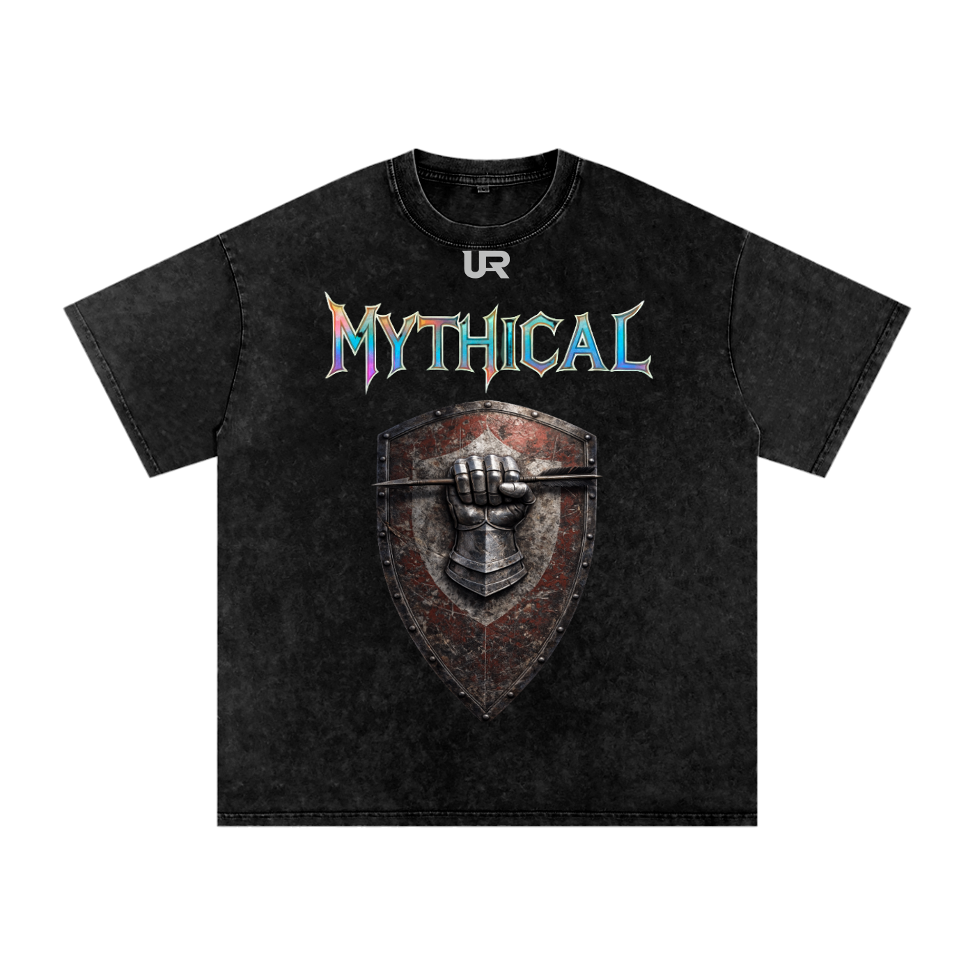 Mythical Sheild, Snow Washed Oversized Cotton T-Shirt
