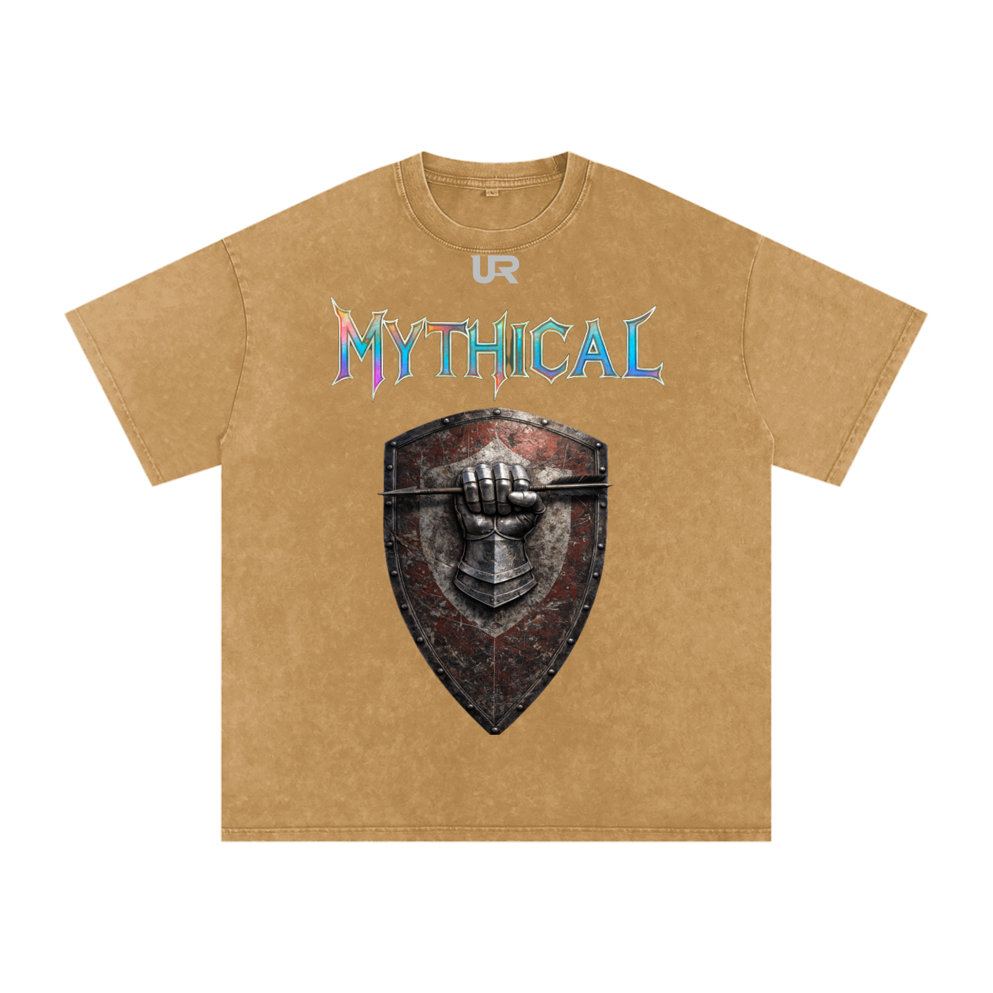 Mythical Sheild, Snow Washed Oversized Cotton T-Shirt