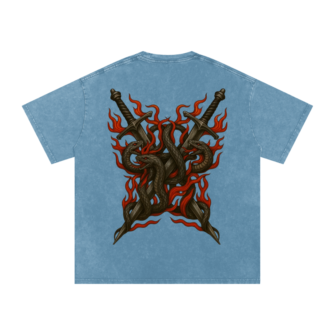 Mythical Flame, Snow Washed Oversized Cotton T-Shirt