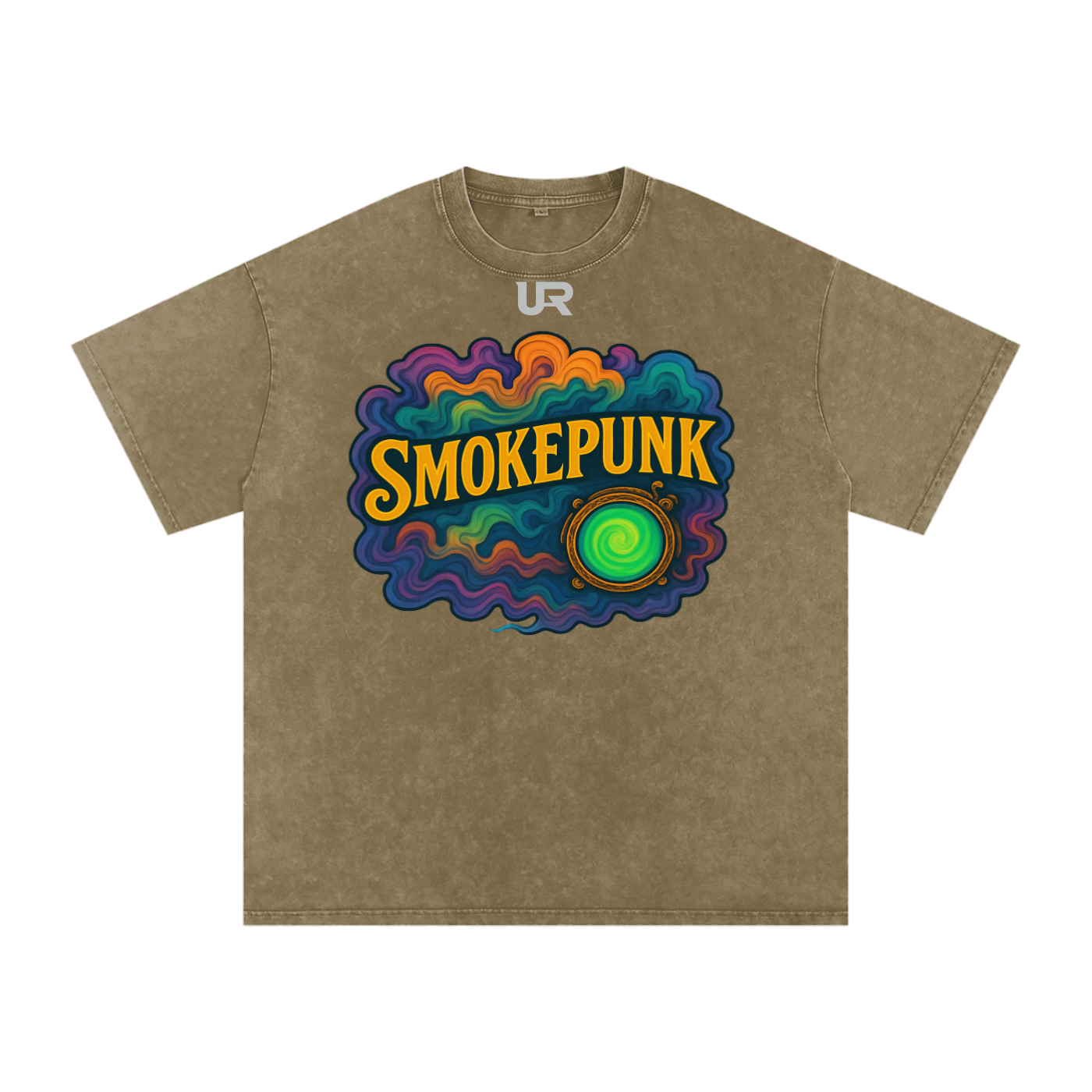 SMOKEPUNK #02 ,Snow Washed Oversized Cotton T-Shirt