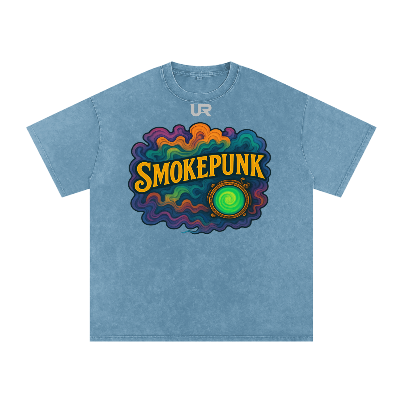 SMOKEPUNK #02 ,Snow Washed Oversized Cotton T-Shirt