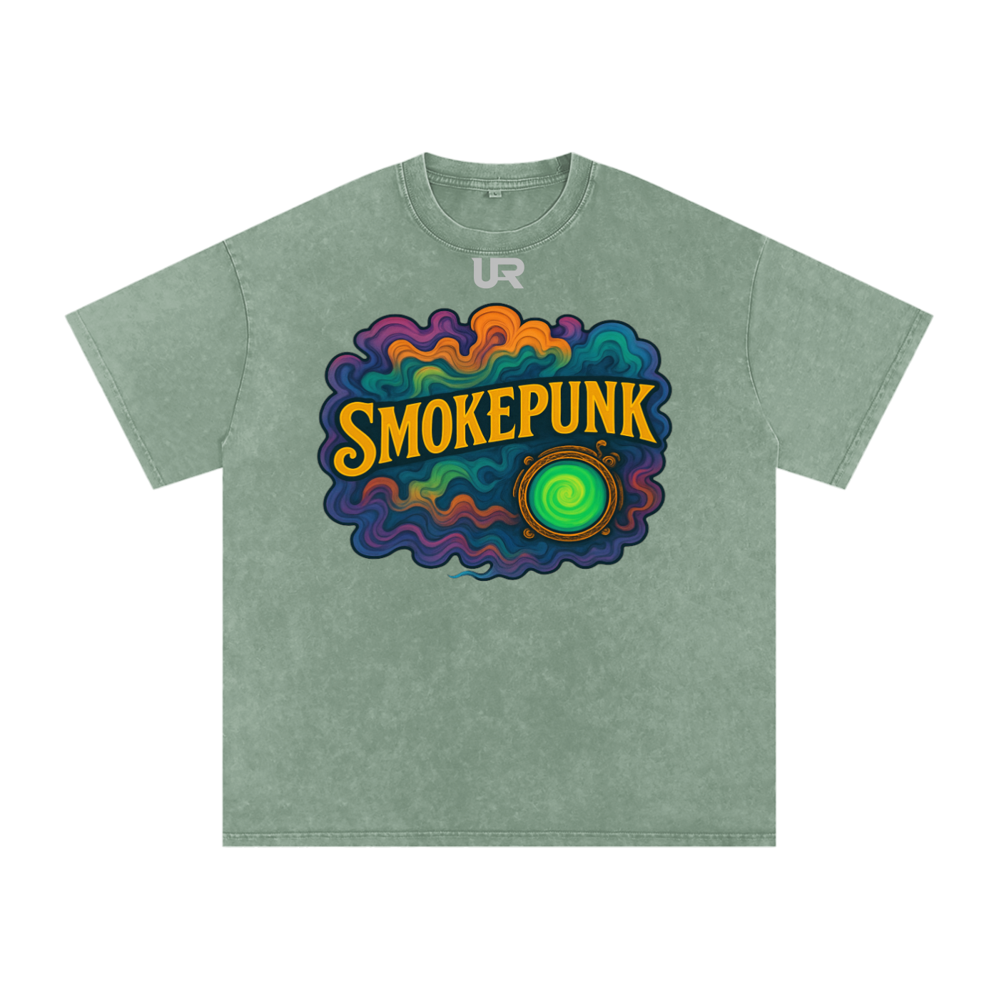 SMOKEPUNK #02 ,Snow Washed Oversized Cotton T-Shirt