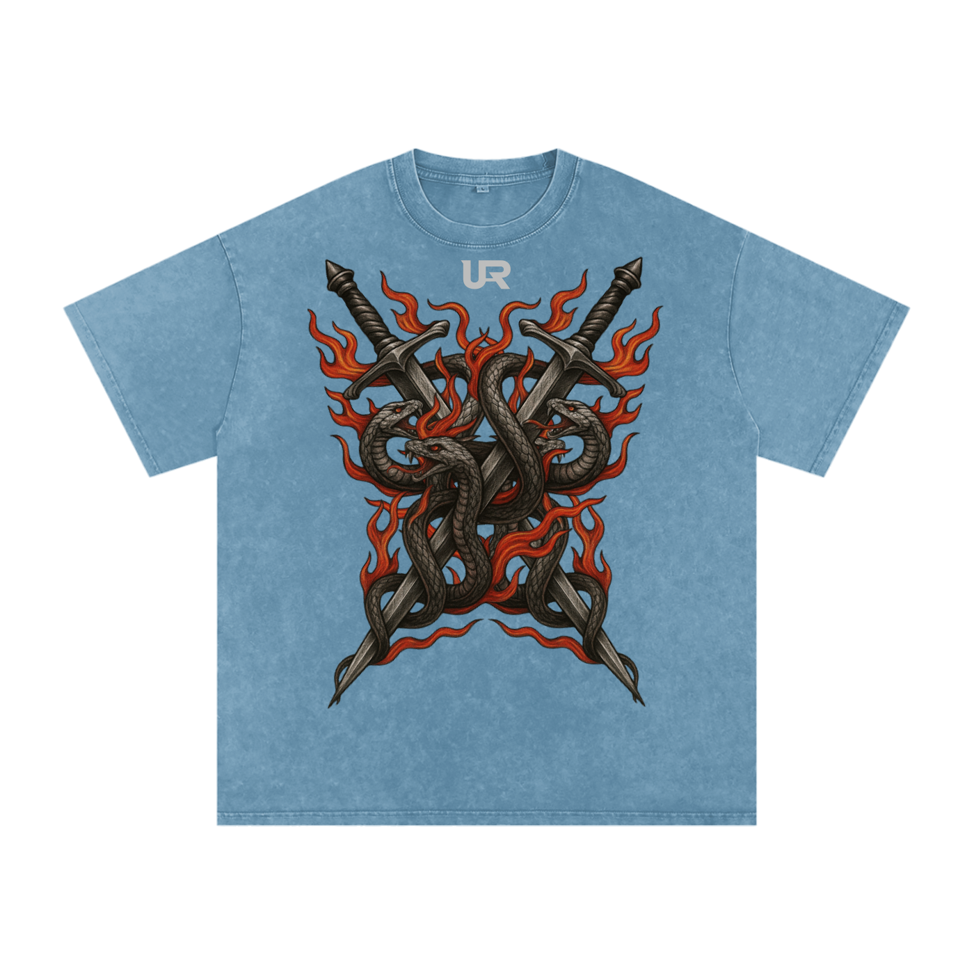 ANCIENT FLAME, Snow Washed Oversized Cotton T-Shirt