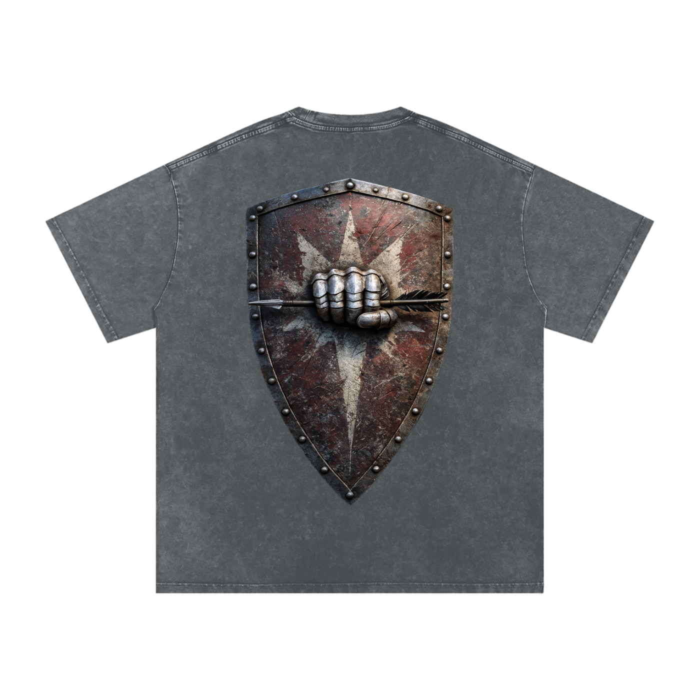 Mythical Sheild, Snow Washed Oversized Cotton T-Shirt