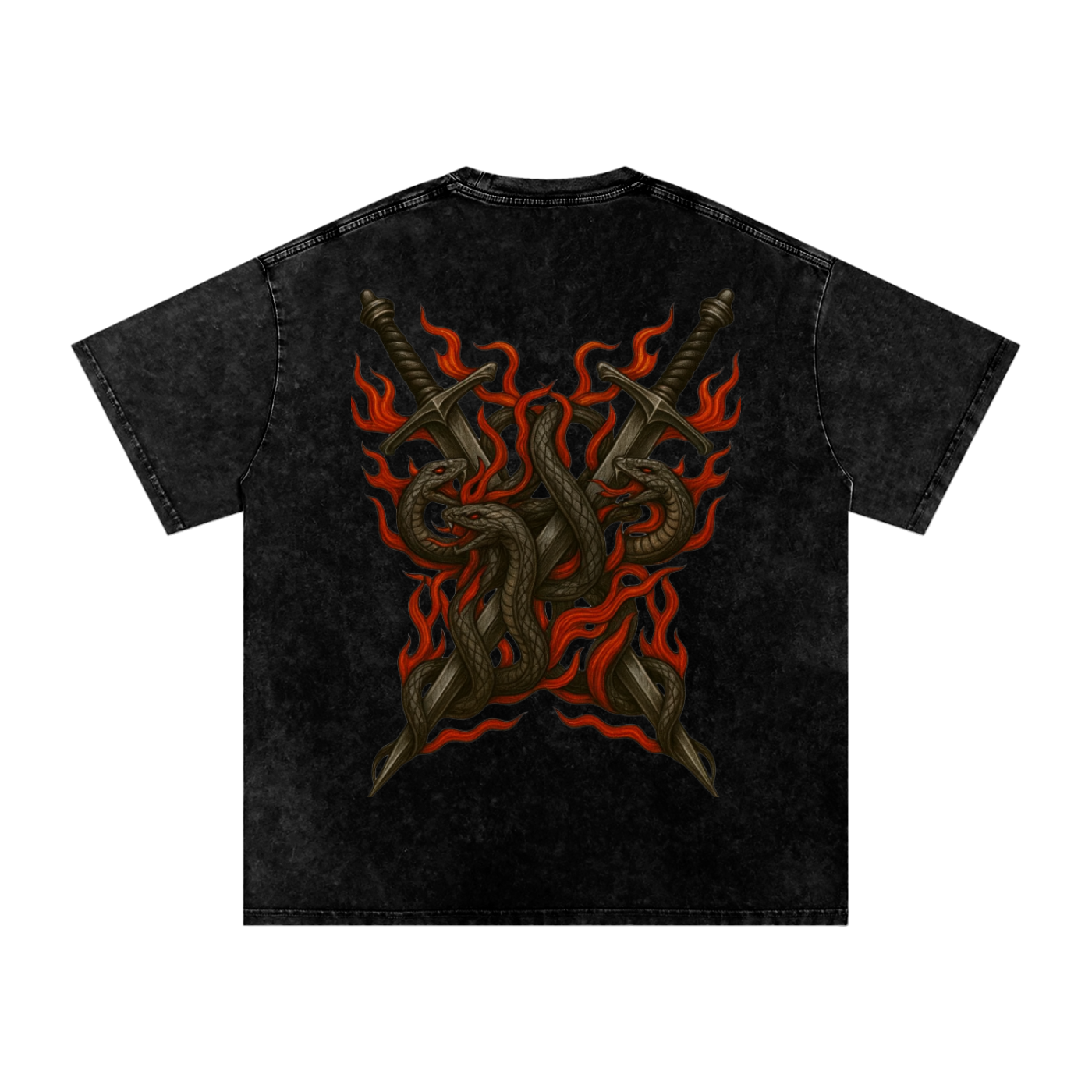 Mythical Flame, Snow Washed Oversized Cotton T-Shirt