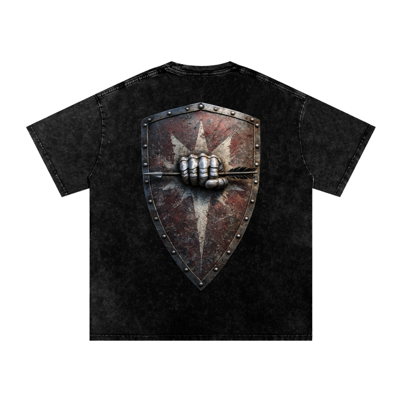 Mythical Sheild, Snow Washed Oversized Cotton T-Shirt