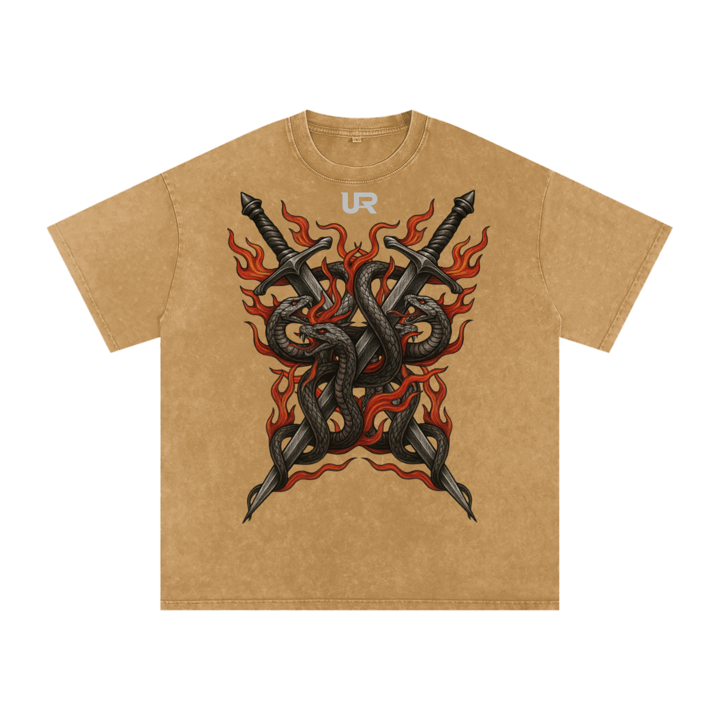 ANCIENT FLAME, Snow Washed Oversized Cotton T-Shirt