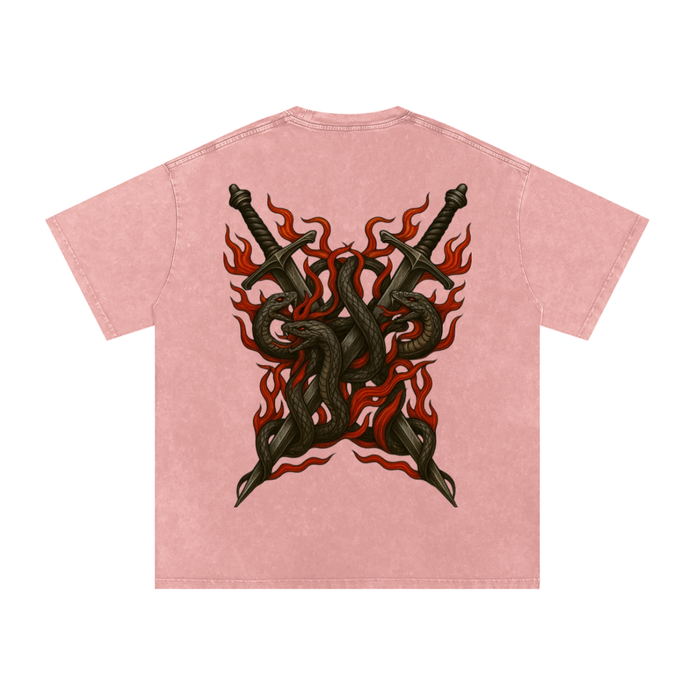 Mythical Flame, Snow Washed Oversized Cotton T-Shirt