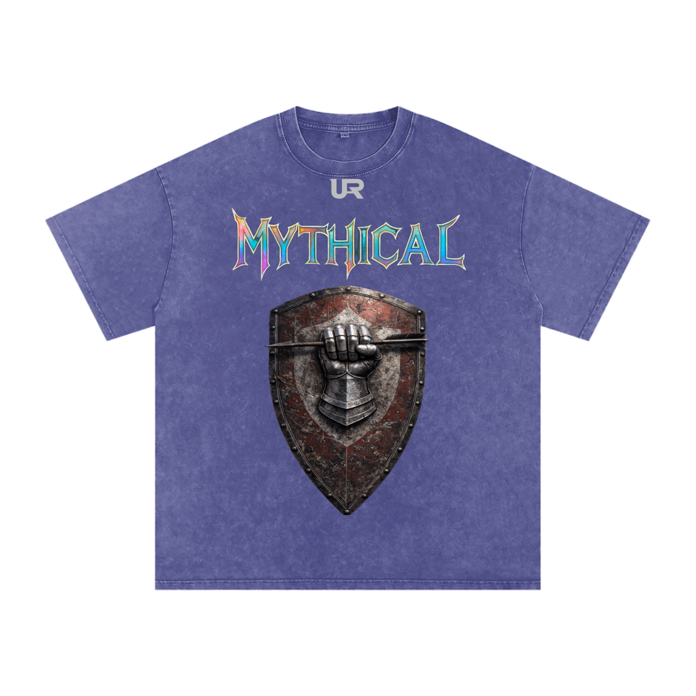 Mythical Sheild, Snow Washed Oversized Cotton T-Shirt