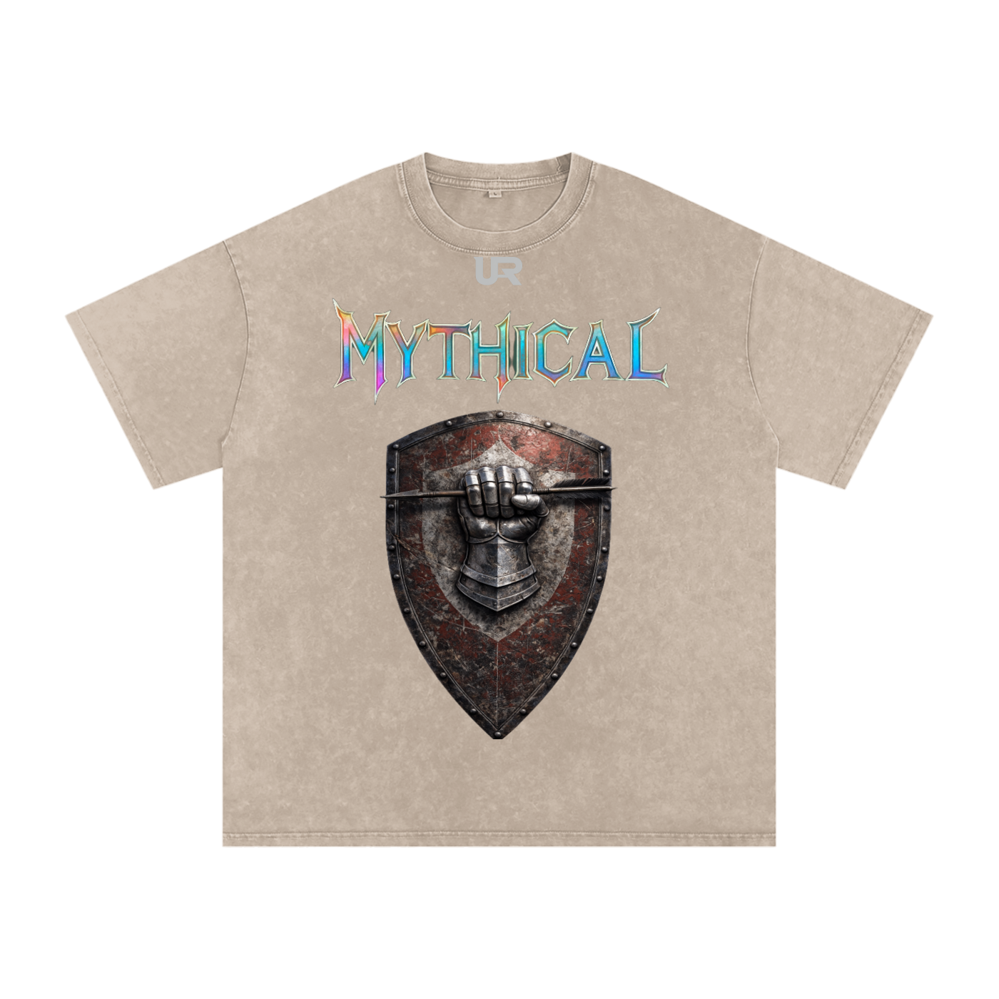 Mythical Sheild, Snow Washed Oversized Cotton T-Shirt