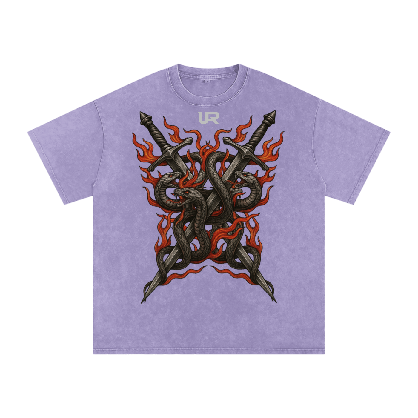 ANCIENT FLAME, Snow Washed Oversized Cotton T-Shirt