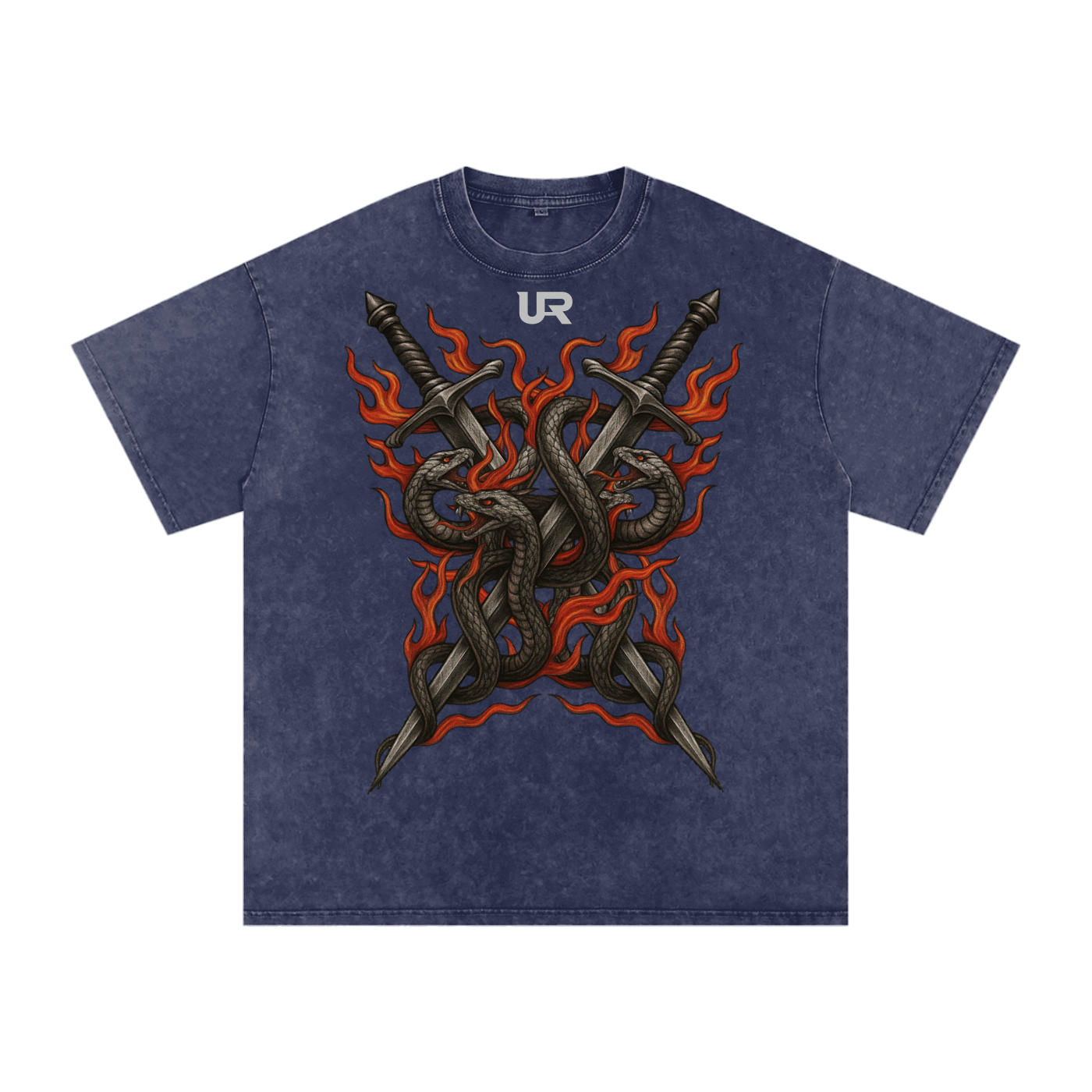 ANCIENT FLAME, Snow Washed Oversized Cotton T-Shirt