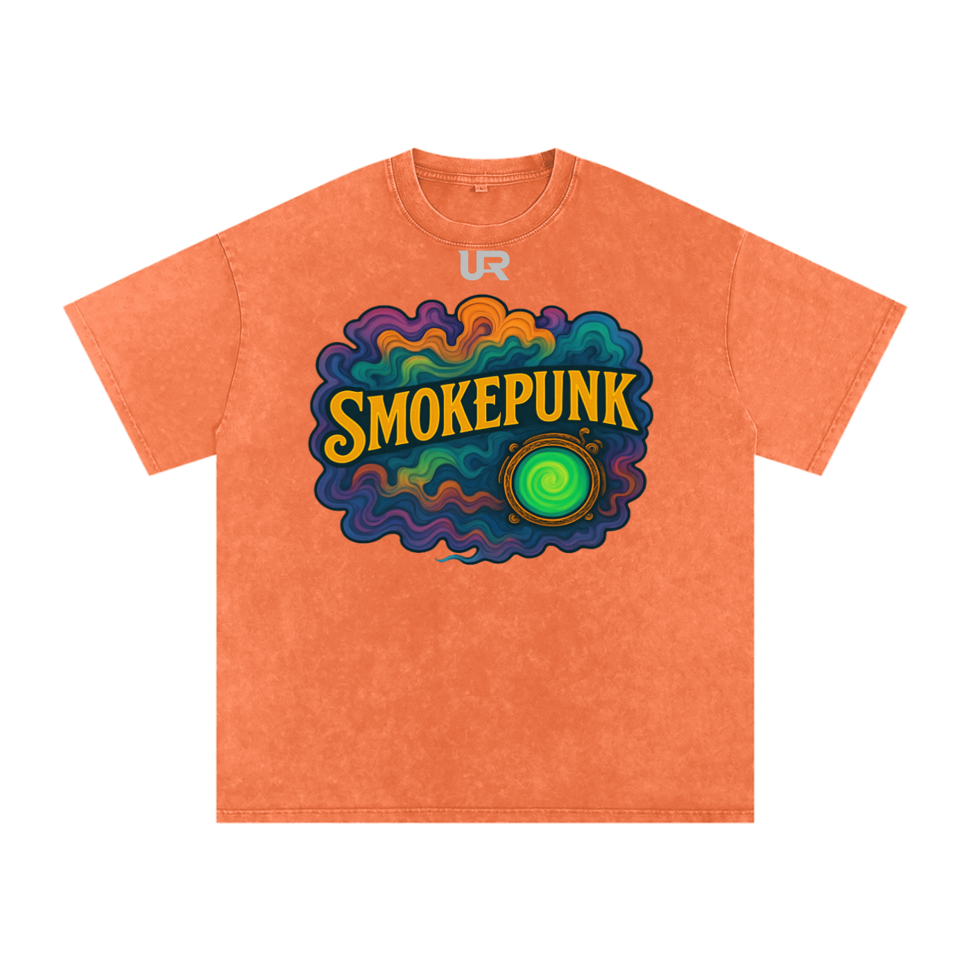 SMOKEPUNK #02 ,Snow Washed Oversized Cotton T-Shirt
