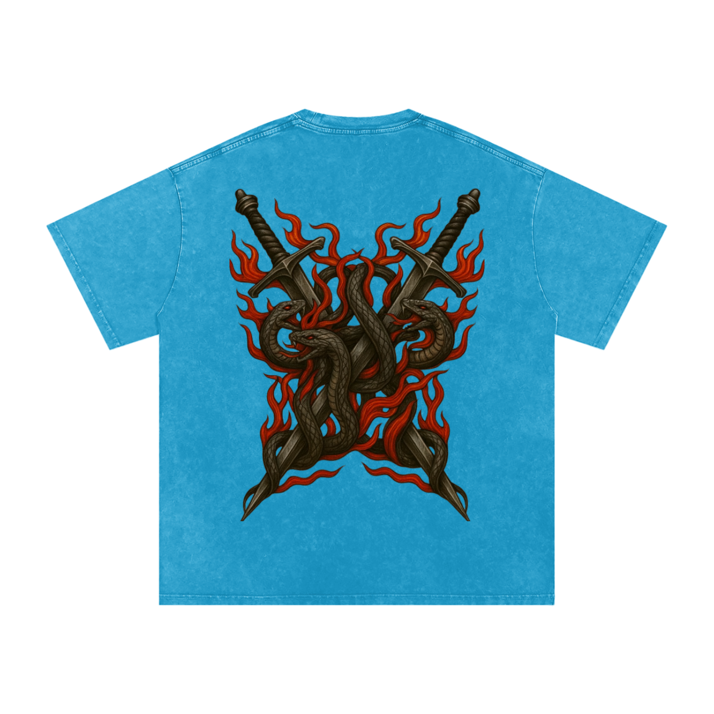 Mythical Flame, Snow Washed Oversized Cotton T-Shirt