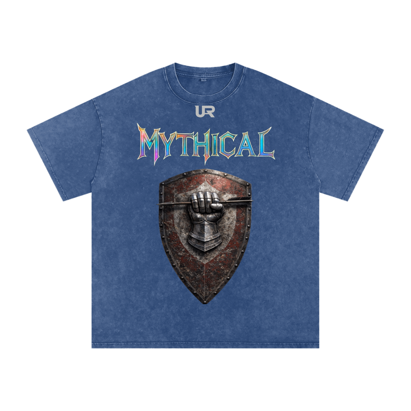 Mythical Sheild, Snow Washed Oversized Cotton T-Shirt