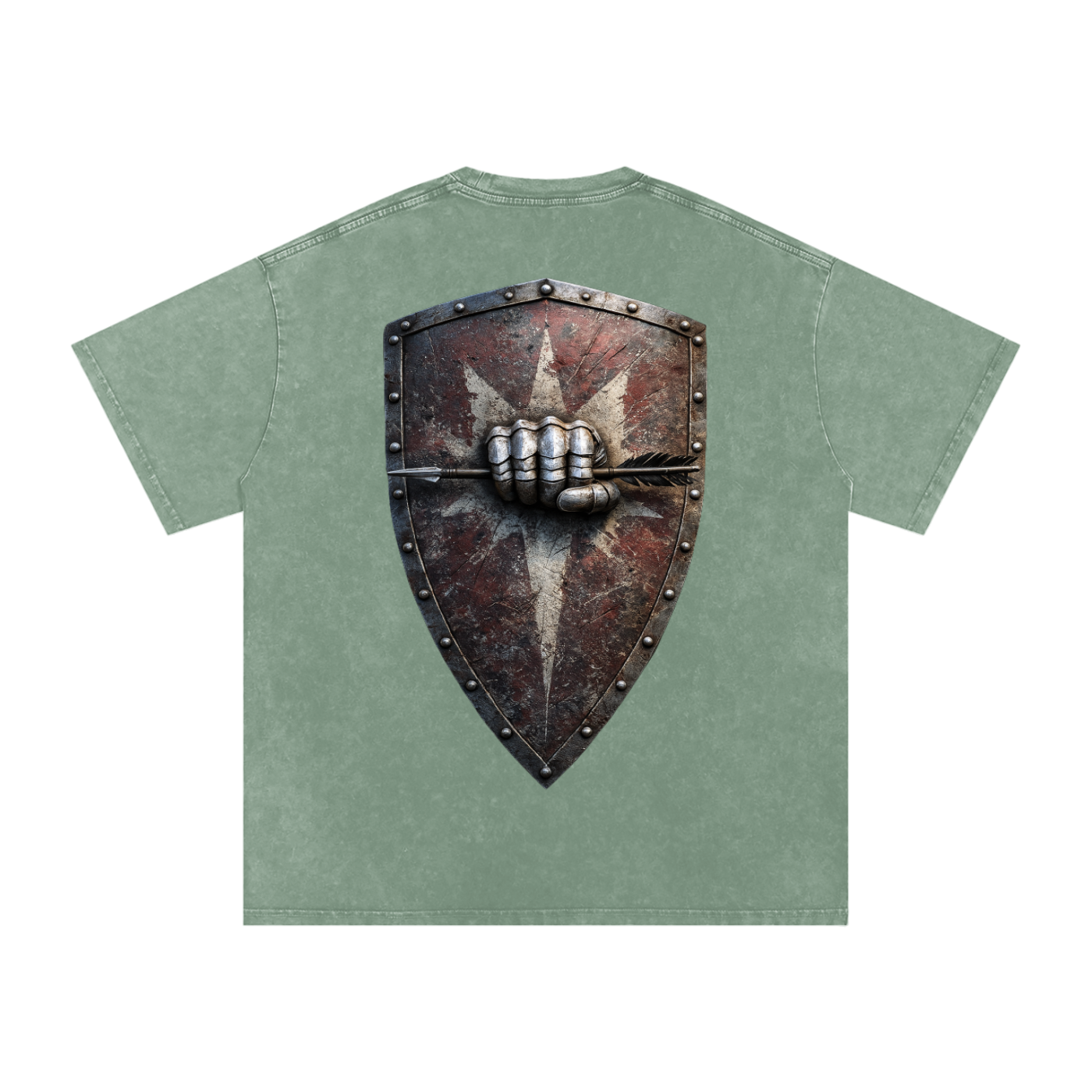 Mythical Sheild, Snow Washed Oversized Cotton T-Shirt