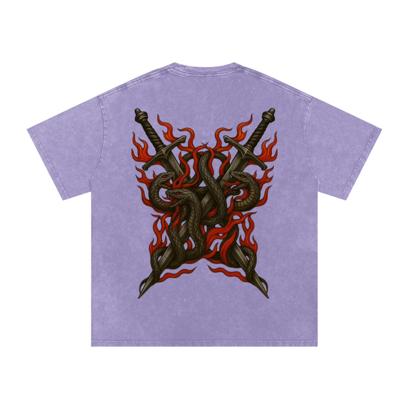 Mythical Flame, Snow Washed Oversized Cotton T-Shirt