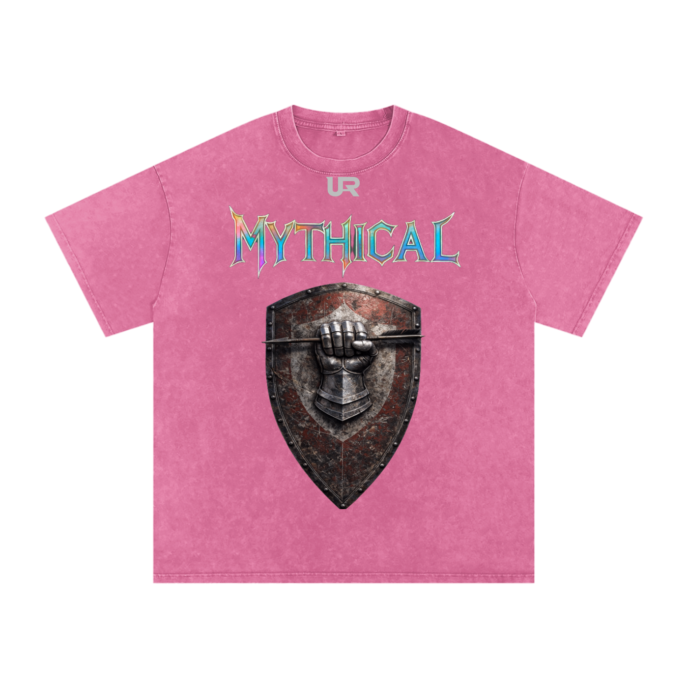 Mythical Sheild, Snow Washed Oversized Cotton T-Shirt