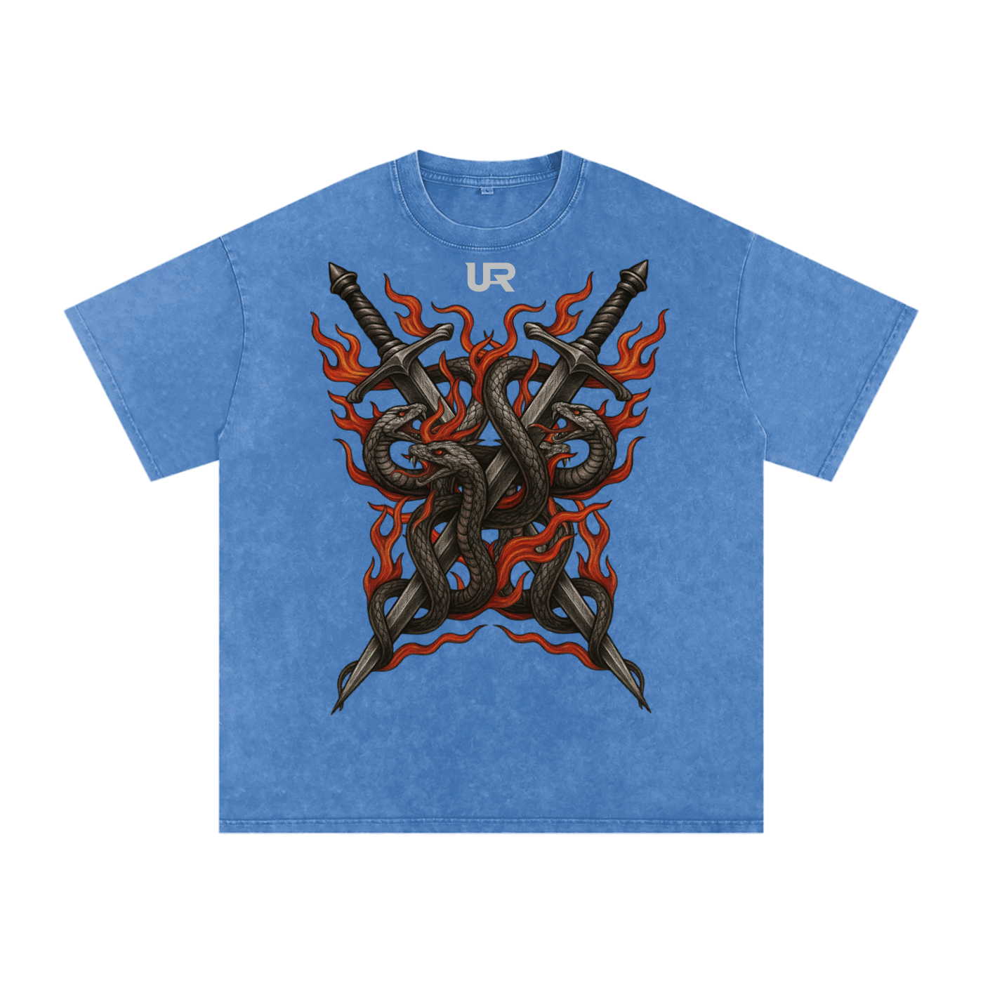 ANCIENT FLAME, Snow Washed Oversized Cotton T-Shirt