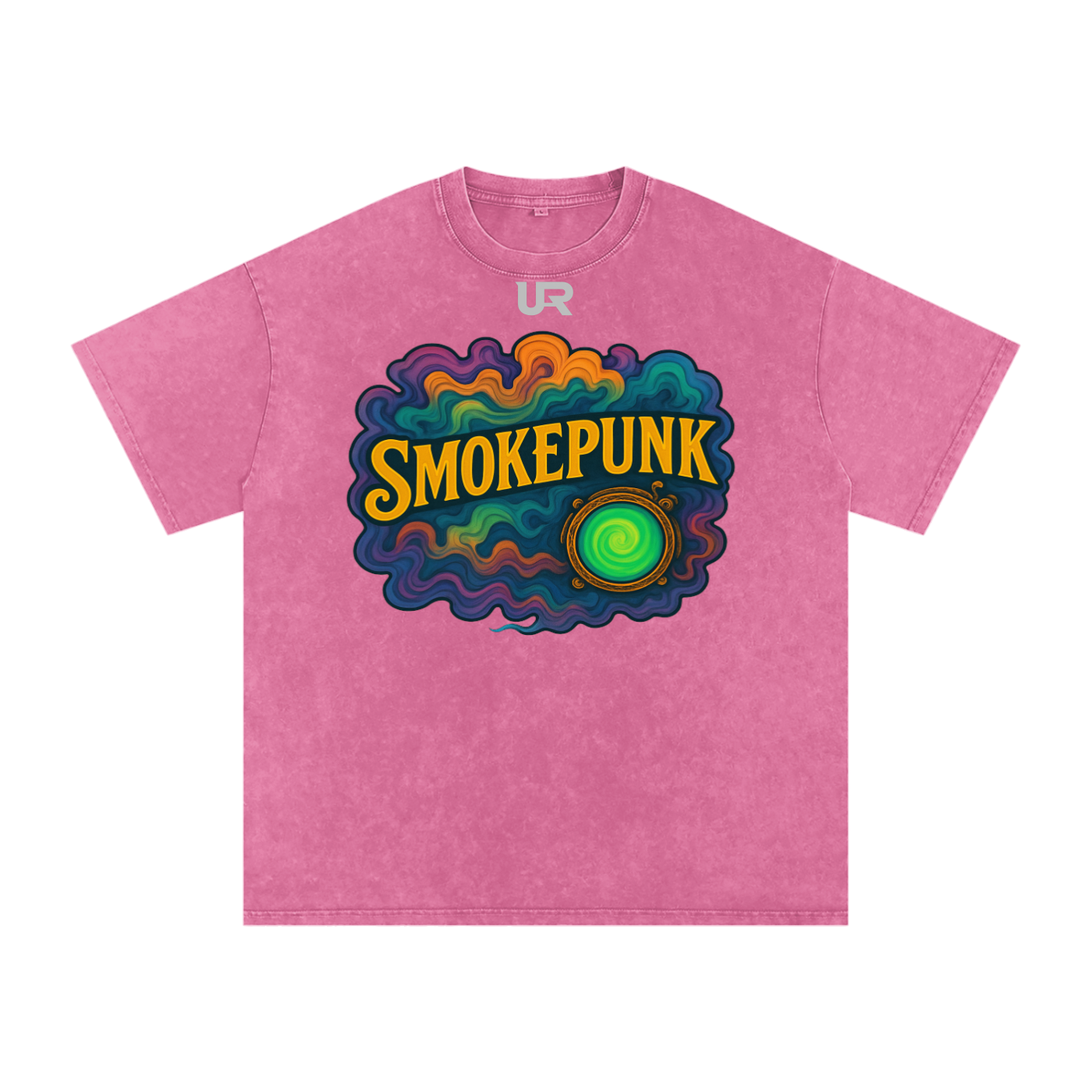 SMOKEPUNK #02 ,Snow Washed Oversized Cotton T-Shirt