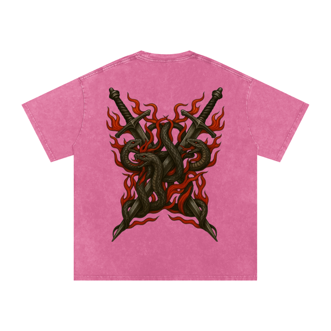 Mythical Flame, Snow Washed Oversized Cotton T-Shirt