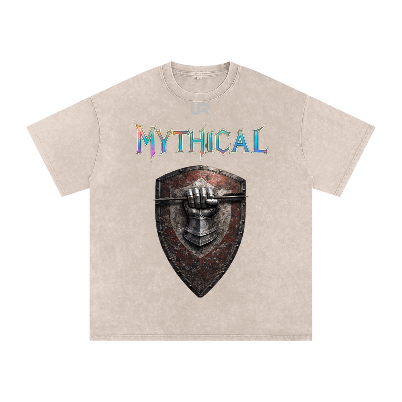 Mythical Sheild, Snow Washed Oversized Cotton T-Shirt