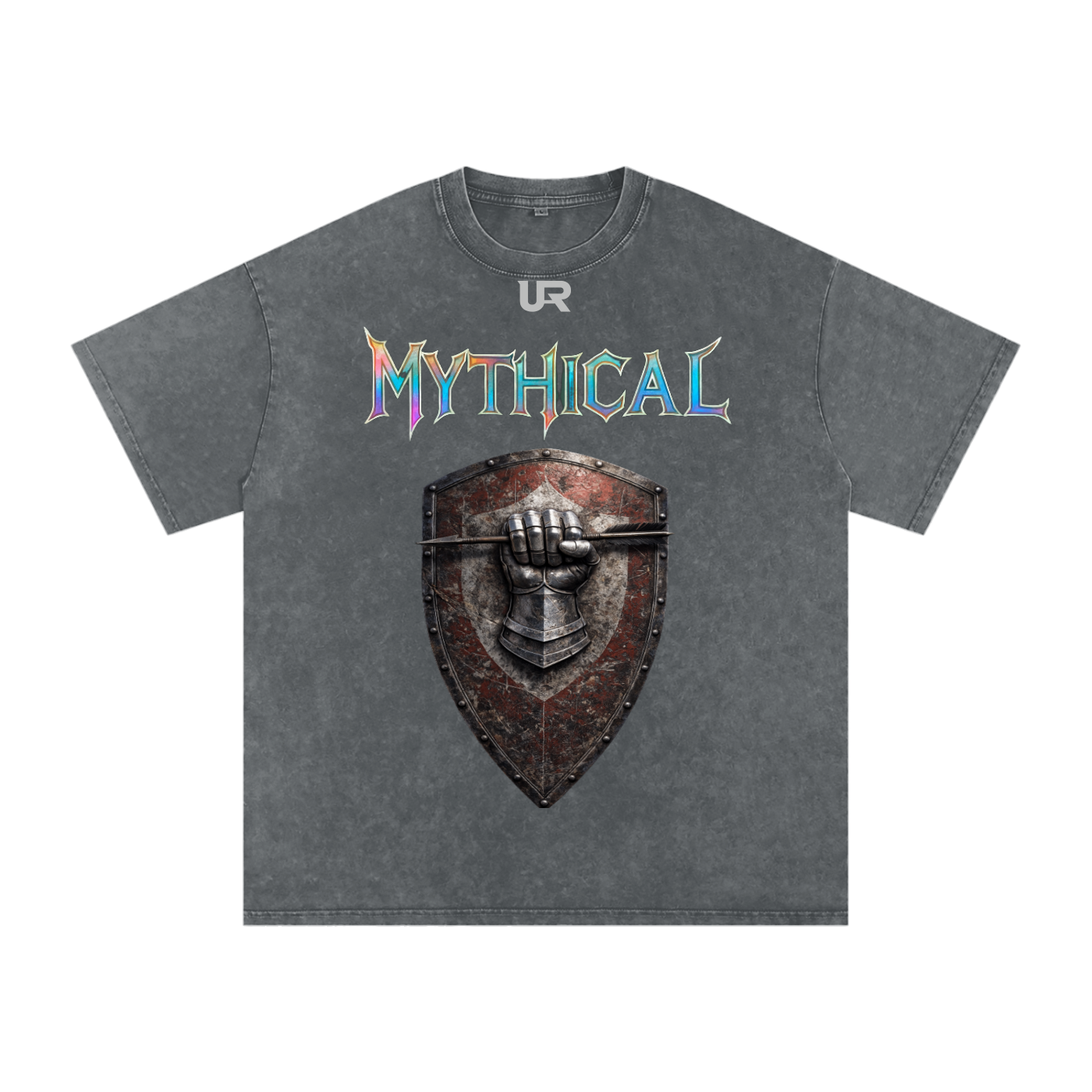 Mythical Sheild, Snow Washed Oversized Cotton T-Shirt