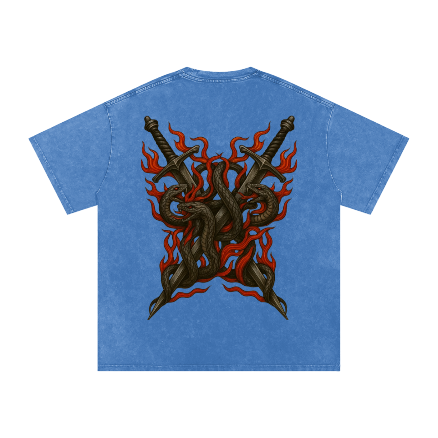 Mythical Flame, Snow Washed Oversized Cotton T-Shirt