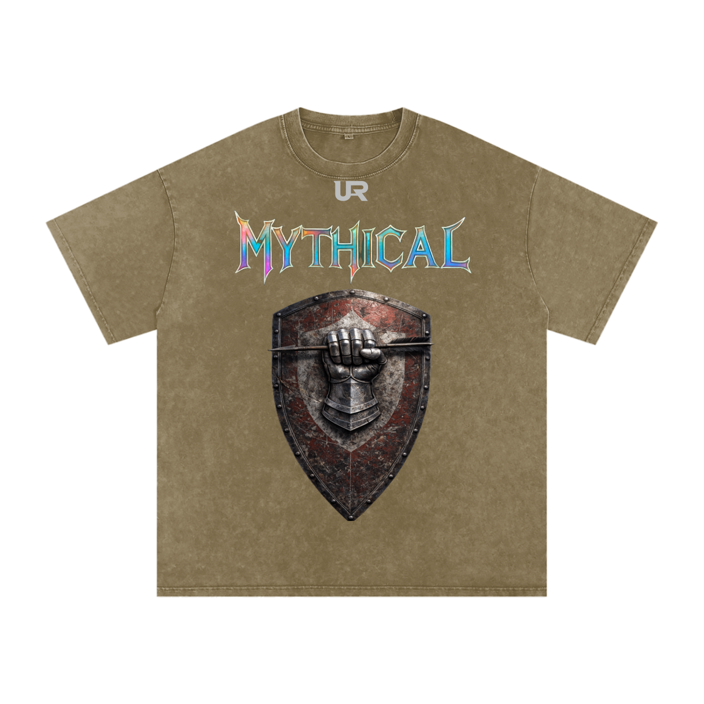 Mythical Sheild, Snow Washed Oversized Cotton T-Shirt