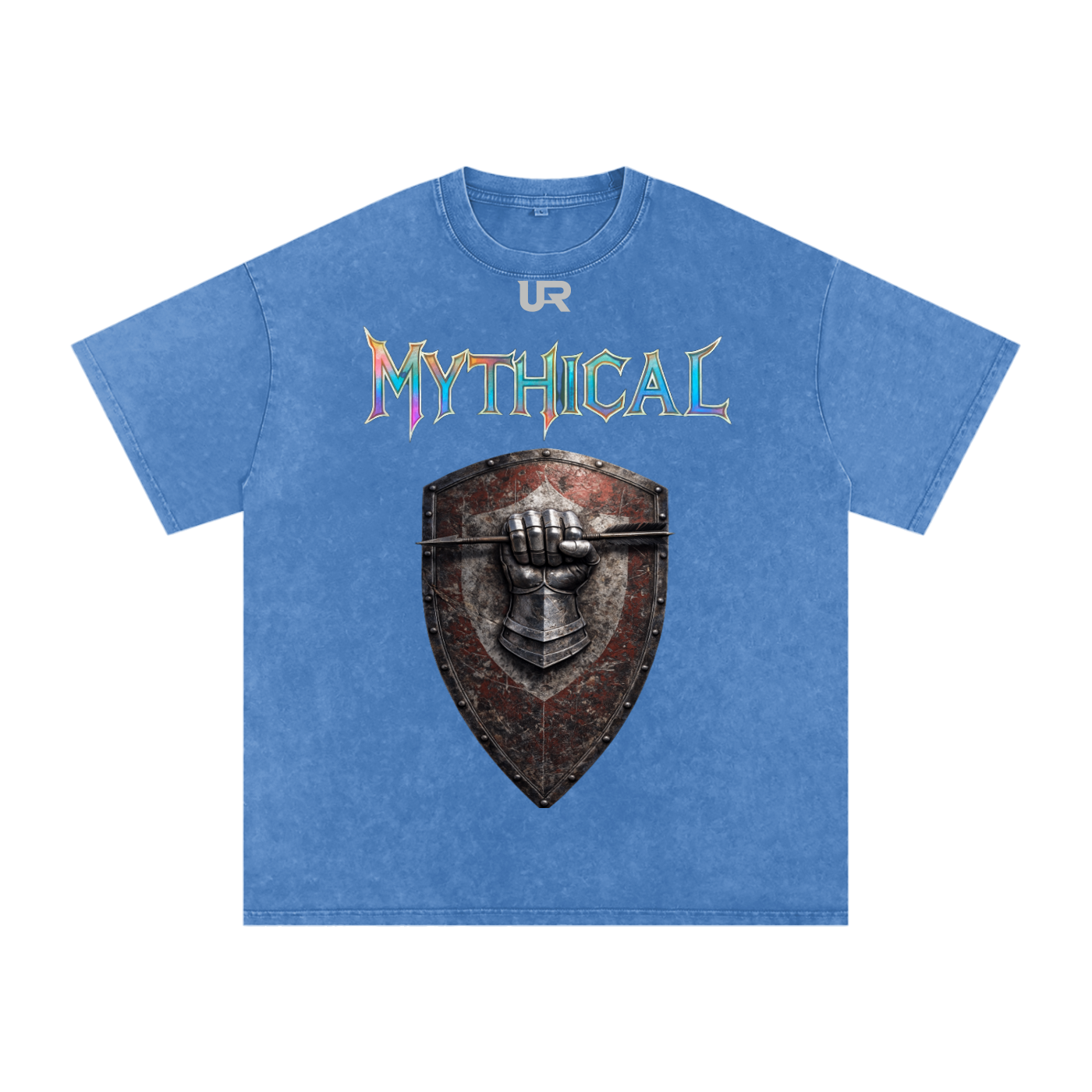Mythical Sheild, Snow Washed Oversized Cotton T-Shirt