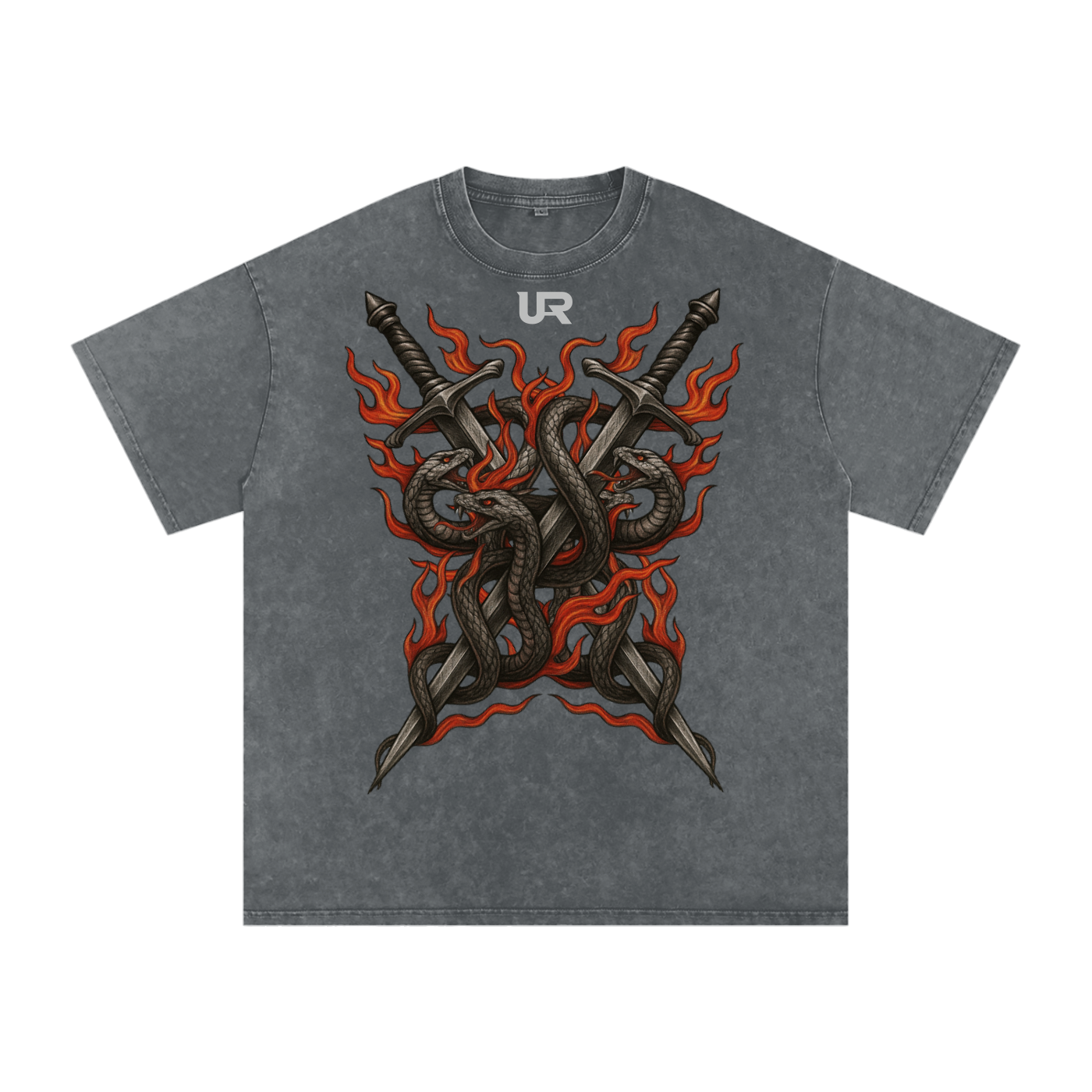 ANCIENT FLAME, Snow Washed Oversized Cotton T-Shirt