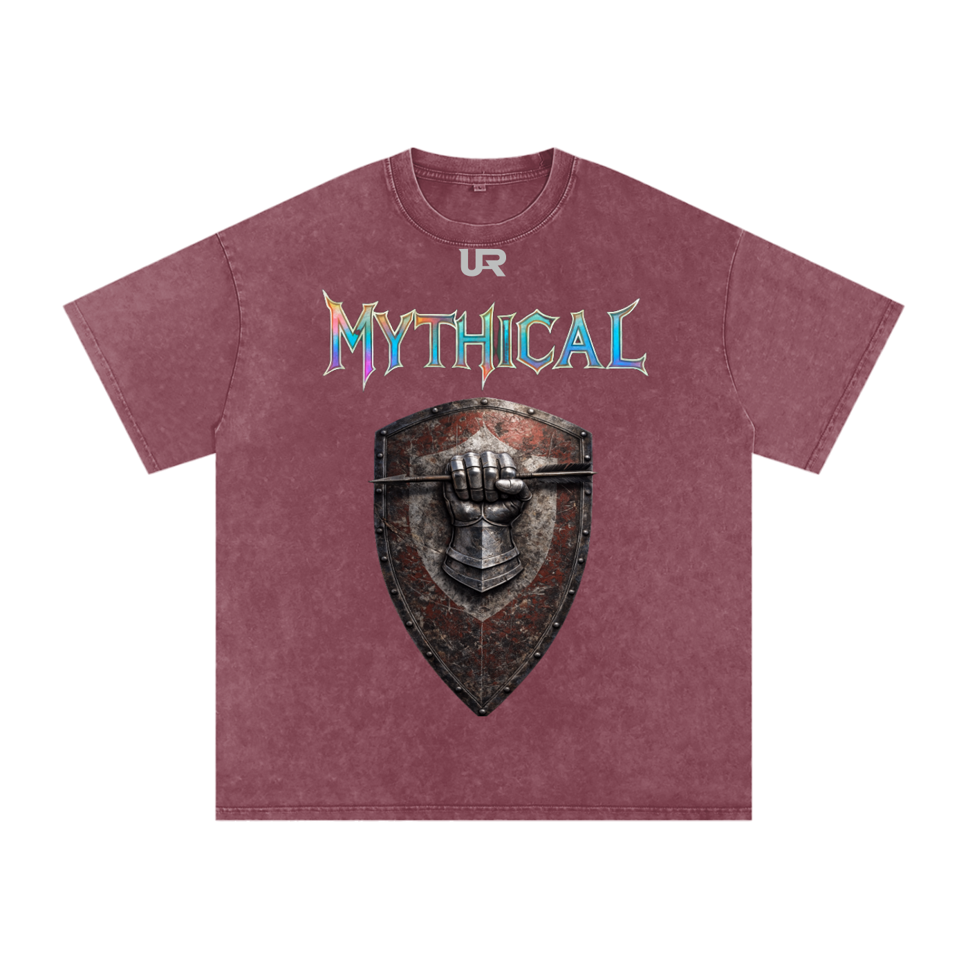 Mythical Sheild, Snow Washed Oversized Cotton T-Shirt