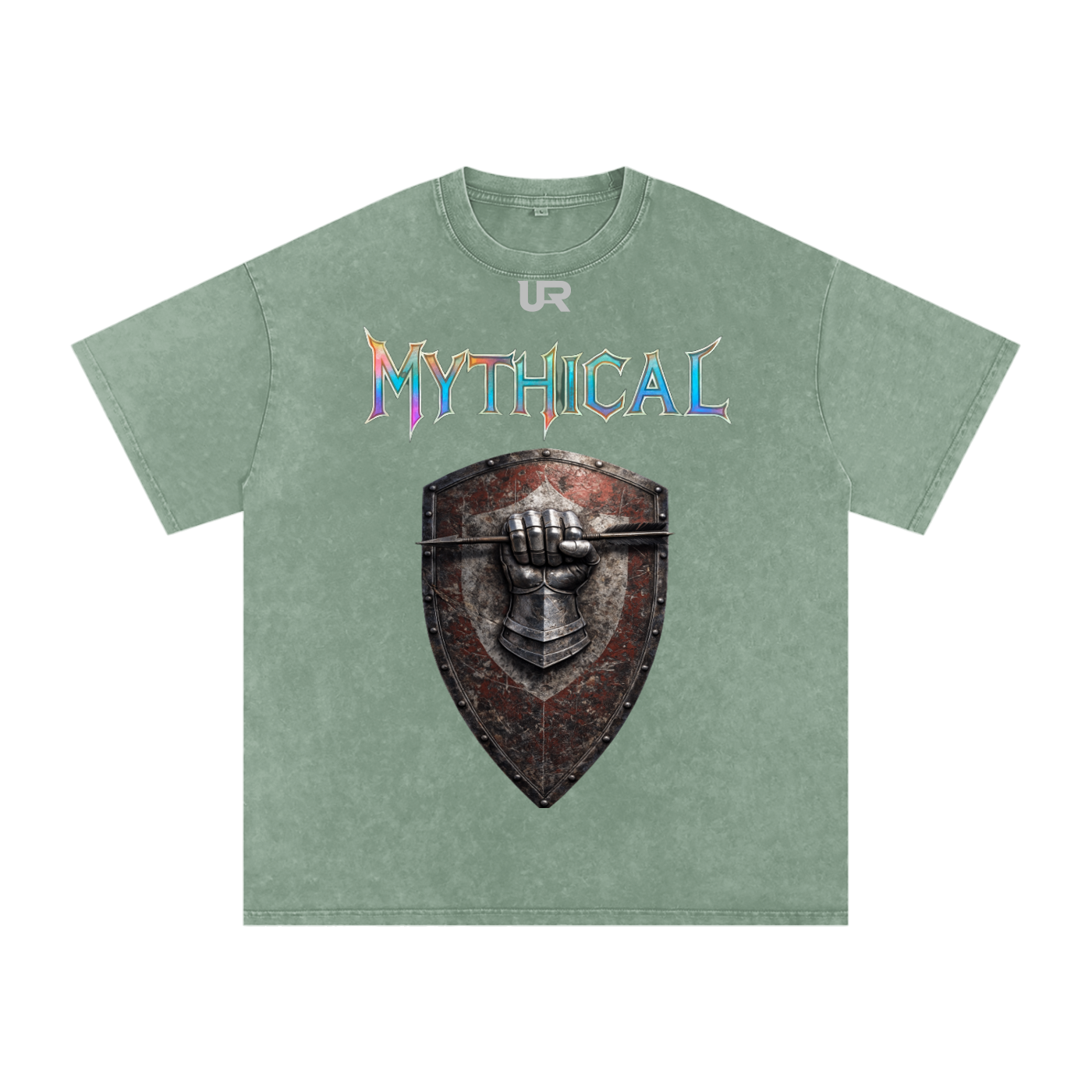 Mythical Sheild, Snow Washed Oversized Cotton T-Shirt