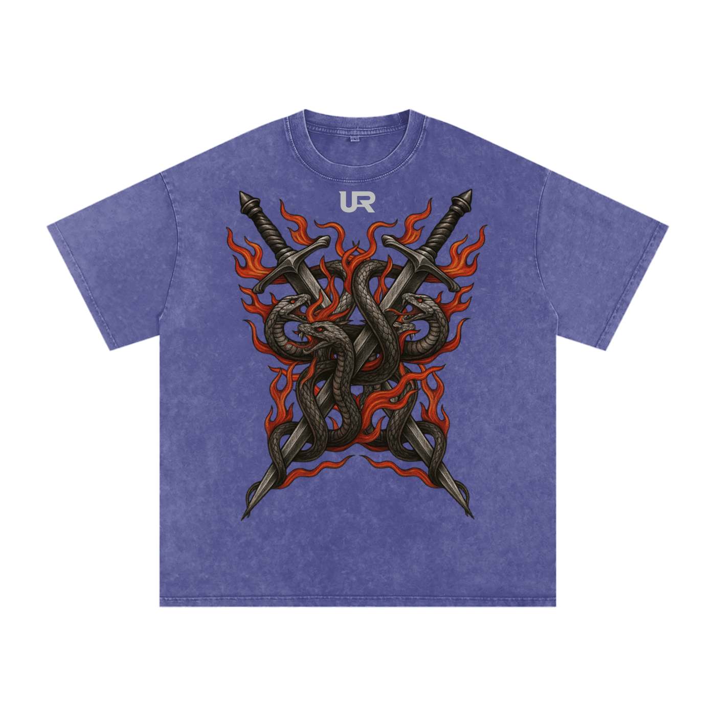 ANCIENT FLAME, Snow Washed Oversized Cotton T-Shirt