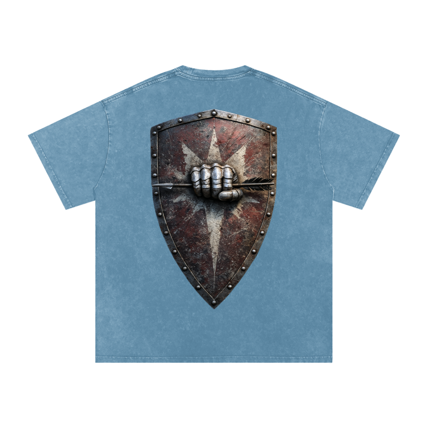 Mythical Sheild, Snow Washed Oversized Cotton T-Shirt