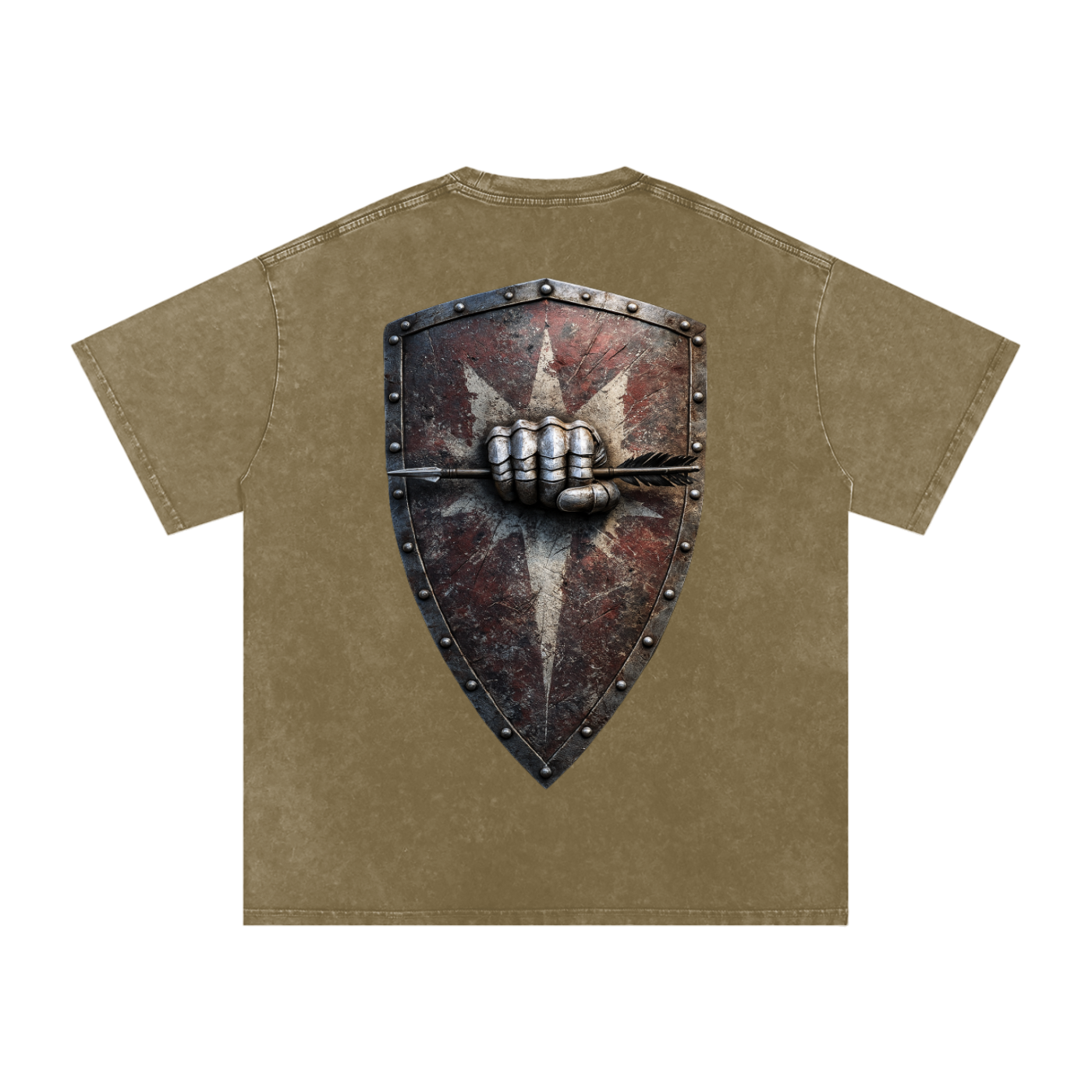 Mythical Sheild, Snow Washed Oversized Cotton T-Shirt