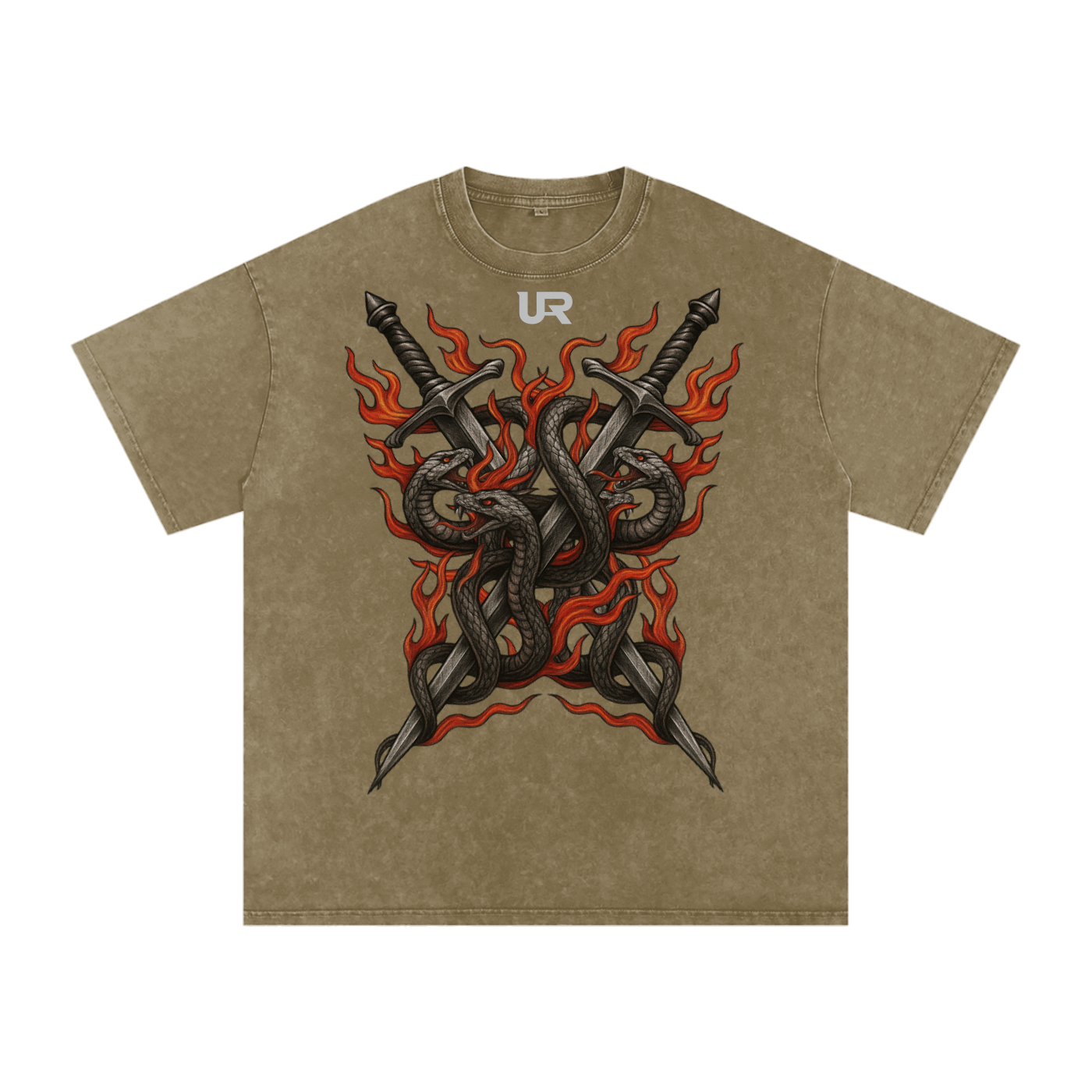 ANCIENT FLAME, Snow Washed Oversized Cotton T-Shirt