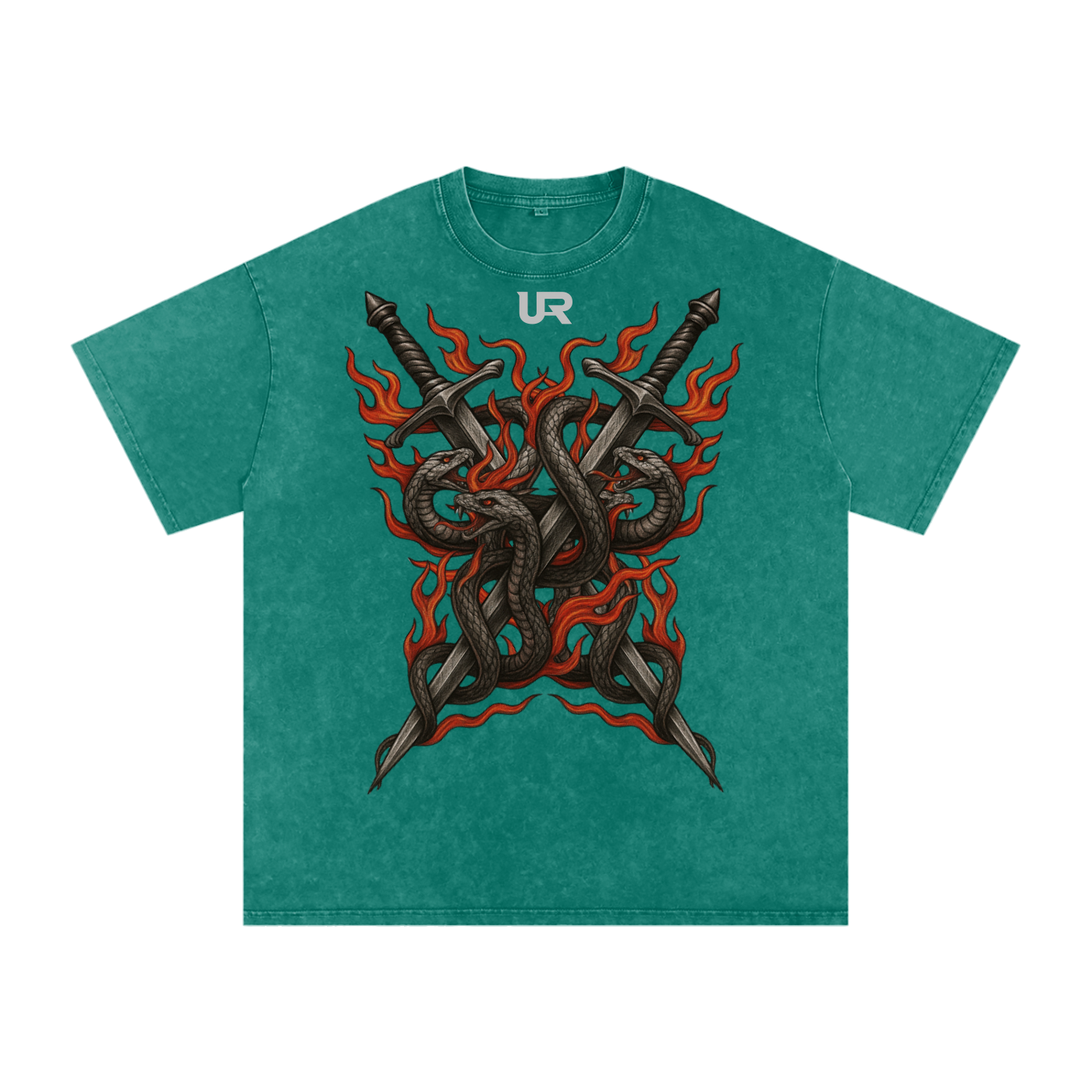 ANCIENT FLAME, Snow Washed Oversized Cotton T-Shirt