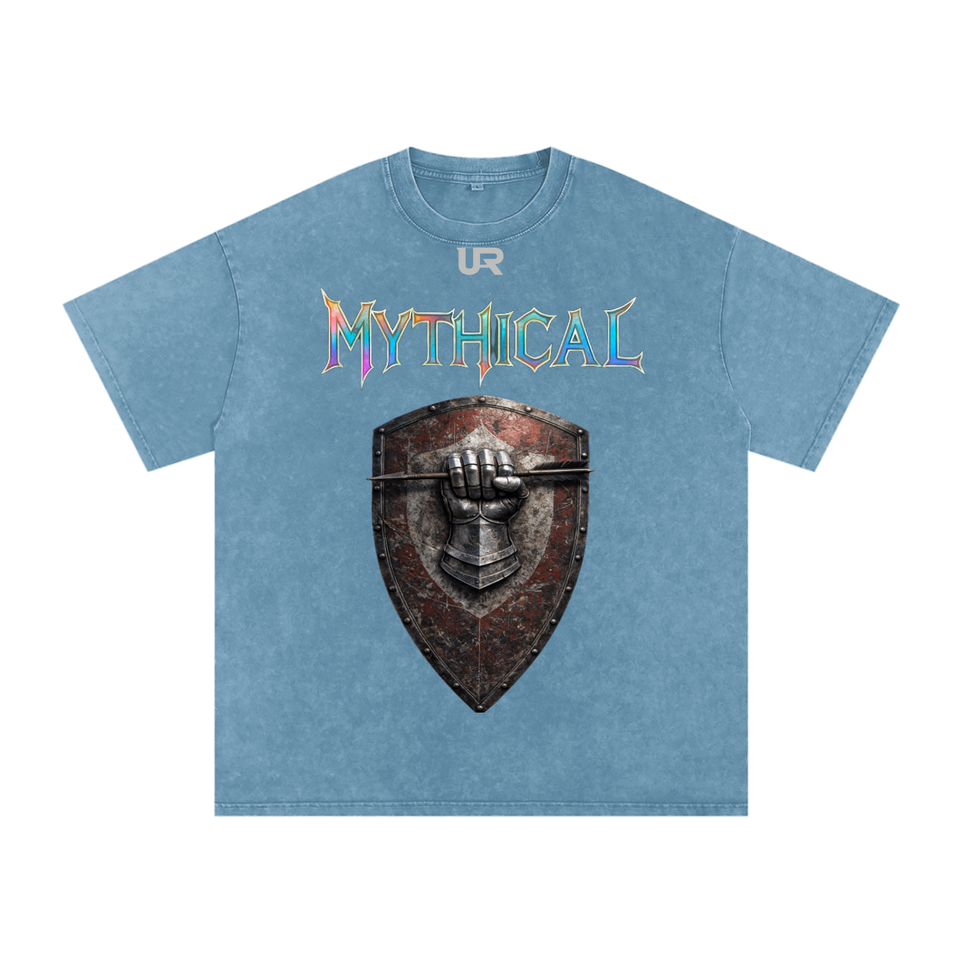 Mythical Sheild, Snow Washed Oversized Cotton T-Shirt