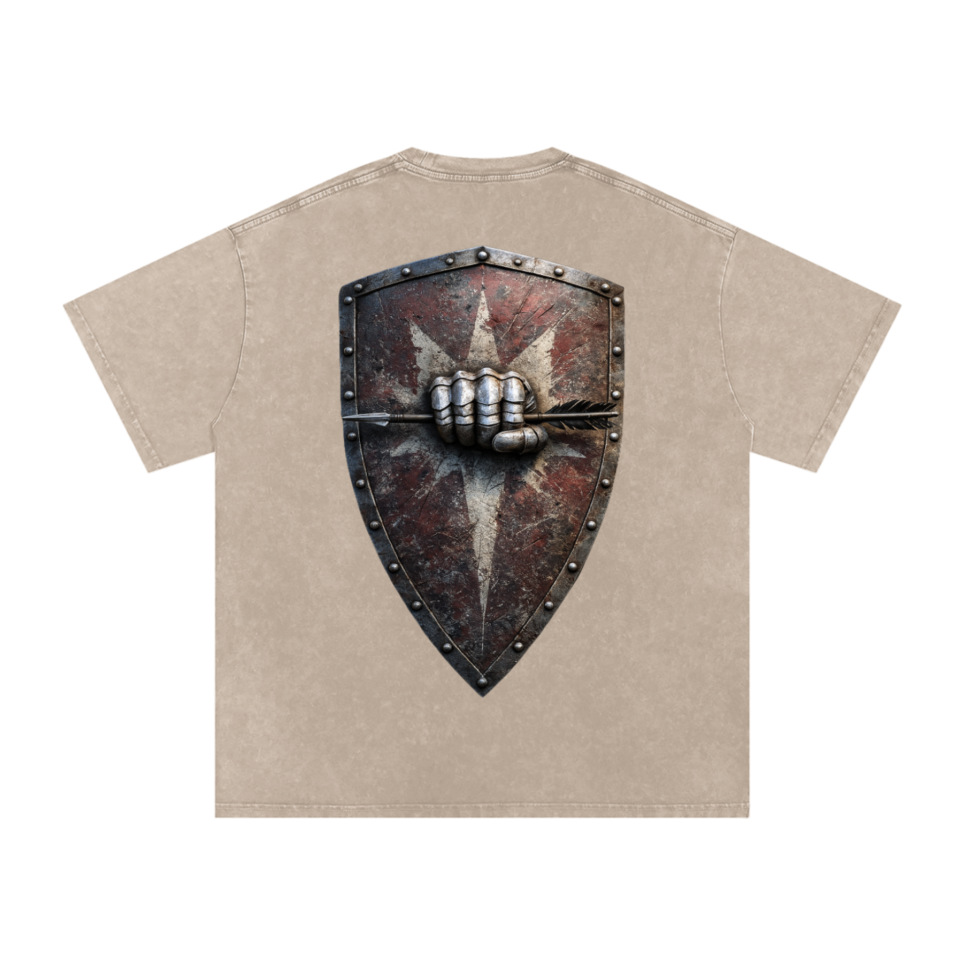 Mythical Sheild, Snow Washed Oversized Cotton T-Shirt