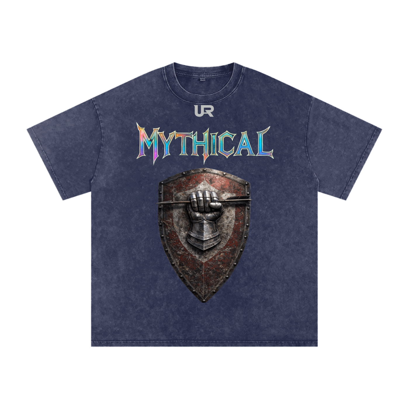 Mythical Sheild, Snow Washed Oversized Cotton T-Shirt