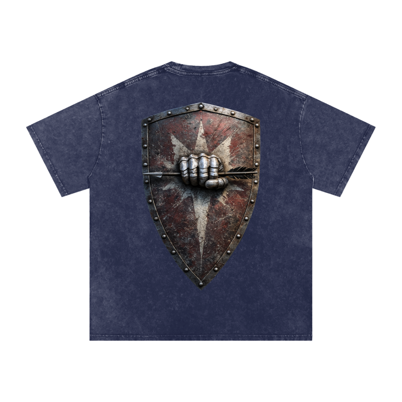 Mythical Sheild, Snow Washed Oversized Cotton T-Shirt