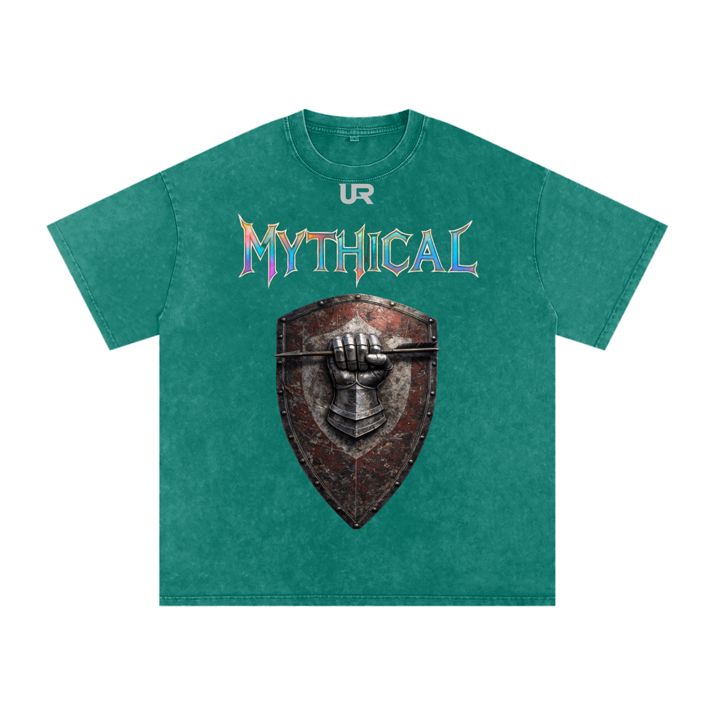Mythical Sheild, Snow Washed Oversized Cotton T-Shirt